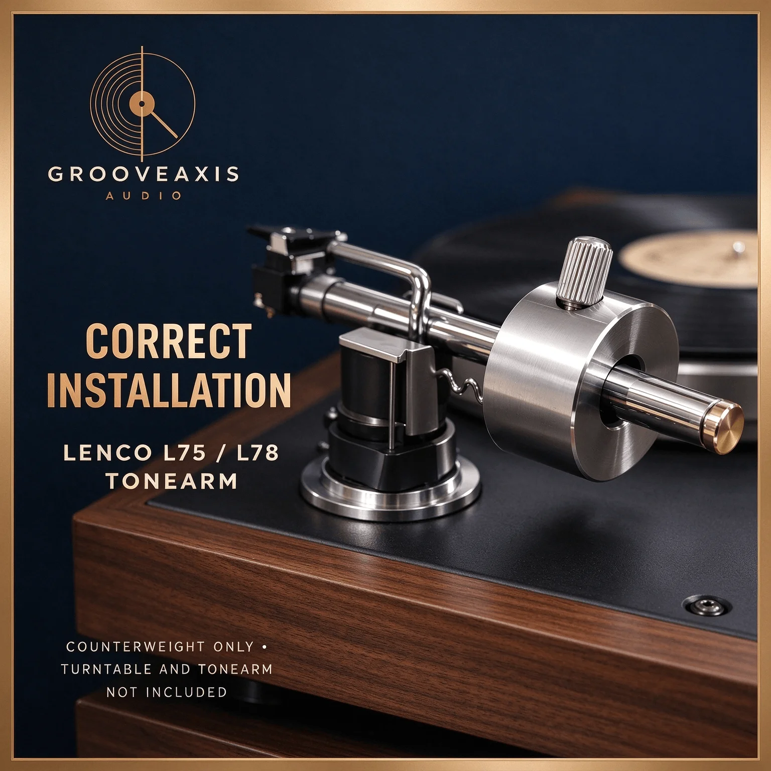 Chrome-Plated Steel Balance Weight GROOVEAXIS 106g Tonearm Counterweight 9mm Offset Hole for Lenco L75 L78 Record Player