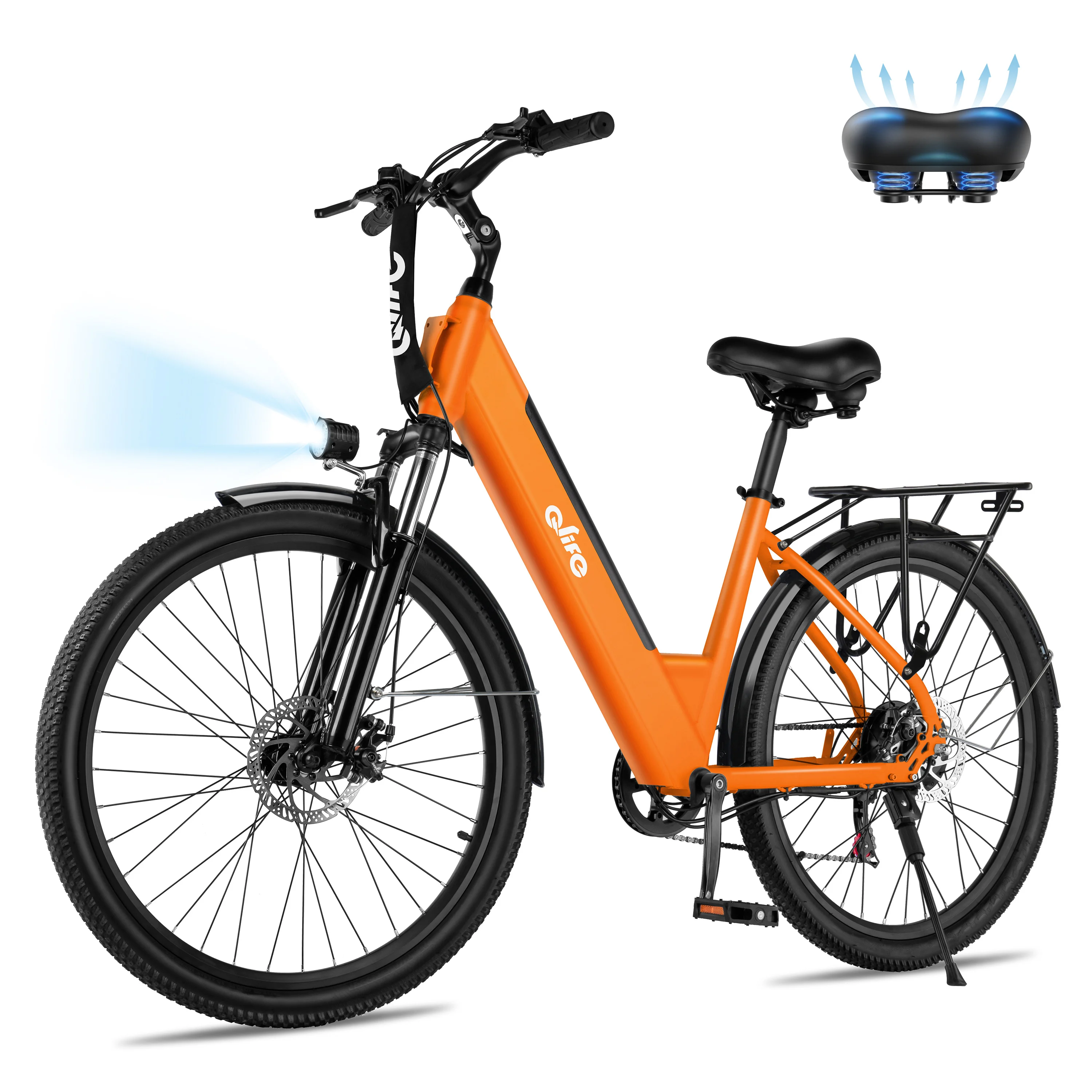 Qlife Cityone  St Electric Bike for Woman, Peak 1200W Motor 48V Battery, 25MPH 55 Miles, 26“ Step-Thru Electric Bicycle, 7-Speed Commute E-Bike image 5