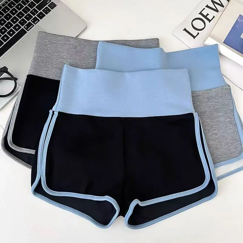 Damen-Sportshorts mit Farbblockierung, hohe Taille, lässige Shorts, vielseitige, lässige Yoga-Leggings, Sommer-Slim-Mini-Hotpants – Detail 5