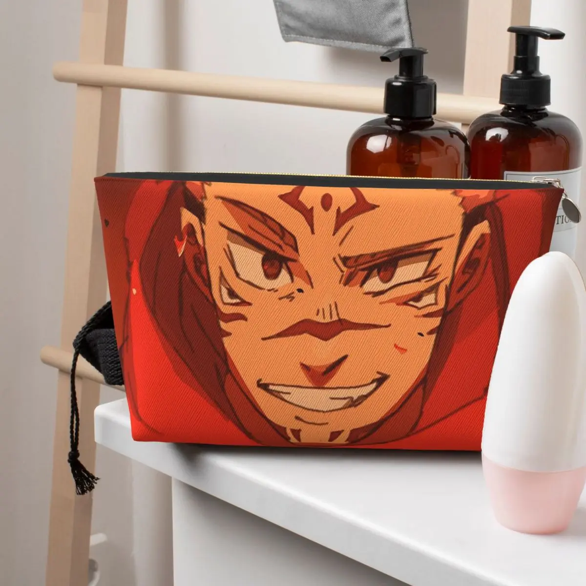 

Jujutsu Sukuna Mouth Kaisen Anime Women Cosmetic Bag Travel Makeup Organizer Pouch Toiletry Storage Dopp Kit Box