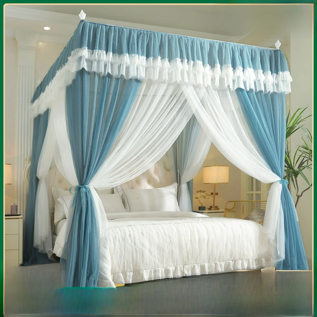 Korean Style Encrypted Double Layer Mosquito Net Three Door Bedroom Floor Standing No Installation Required New 2025 Model