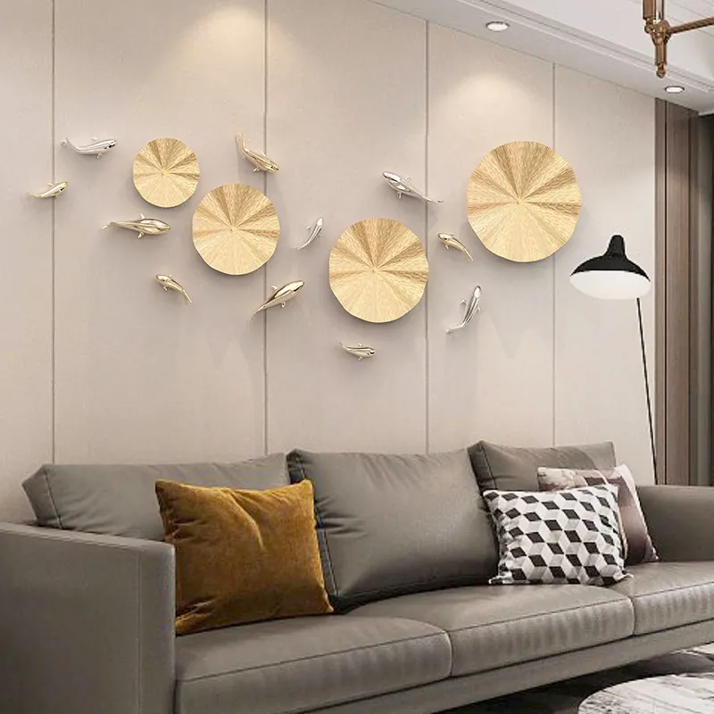 

Luxury Metal Wall Art Leaf & Fish Decor, Iron Spray Painted Leaves, Resin Electroplated Fish Gold Silver, 14.5-22.5cm