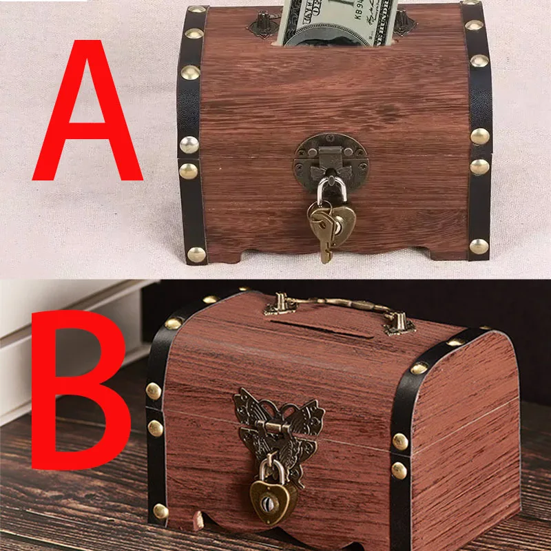 Cofre del Tesoro con Cerradura, Caja de Almacenamiento de Tesoros Vintage, Alcancía, Organizador, Caja de Ahorro con Cerradura para Decoración Retro del Hogar