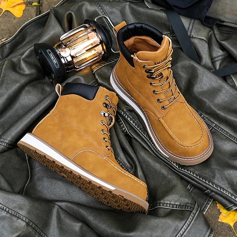 Security Men\'s Fashion Classic Safety Boots Anti Smashing and Anti Piercing Steel Toe Safety Shoes Men Work Waterproof Boots