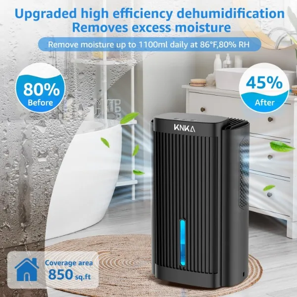 Dehumidifier,95 OZ Water Tank, (850 sq. ft) Quiet Dehumidifier for Basement, Bathroom, RV, Closet, Bedroom with Auto Shut Off