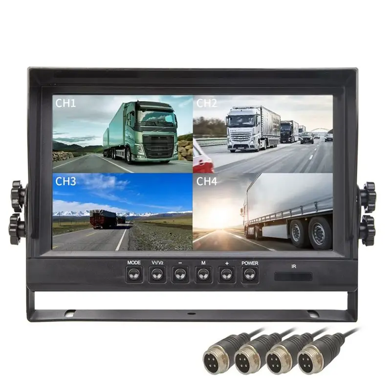 

Precision 9" LCD Car Monitor 4 Channels 4CH Quad Split Screen Display For Car Truck Reversing Camera