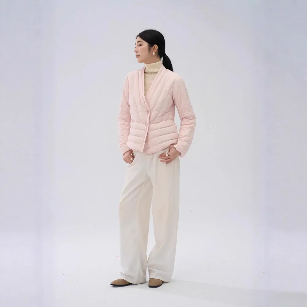 Autumn and Winter New Women's Down Jacket Commuting V-neck Lightweight Warm Jacket