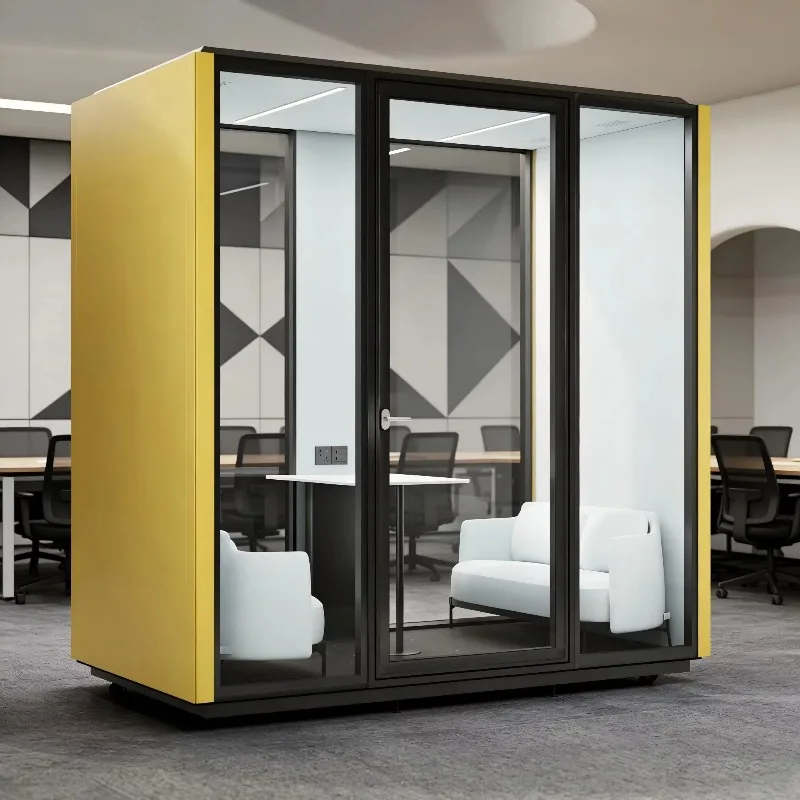 Prefabricated Movable Office Pod Vocal Booth Soundproof Aluminum Acoustic Booth With Double-layer Glass For Hospital School Use