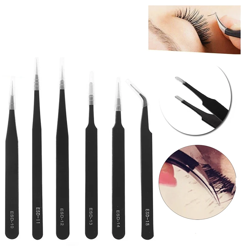 Edelstahl Wimpern pinzette Multi-Style schwarz gebogen gerade Wimpern Pinzette Beauty Wimpern verlängerungen Picking Tool