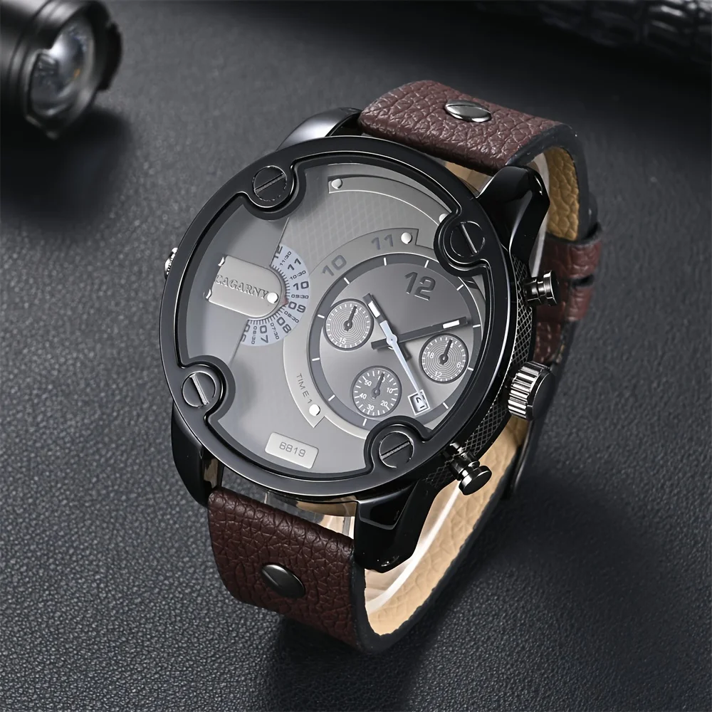 Men's Wrist Watch, Classic Casual Large Dial Men's Belt Quartz Wrist Watch