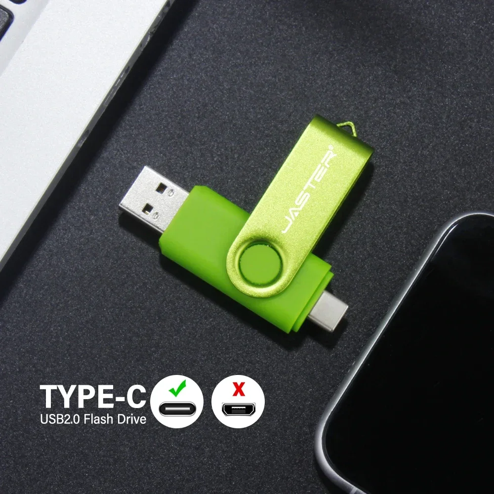 Unidade flash USB de alta velocidade com logotipo personalizado gratuito tipo C 2 em 1 360 °   Girar livremente Pendrive 128GB/64GB/32GB/16GB compatível com vários formatos