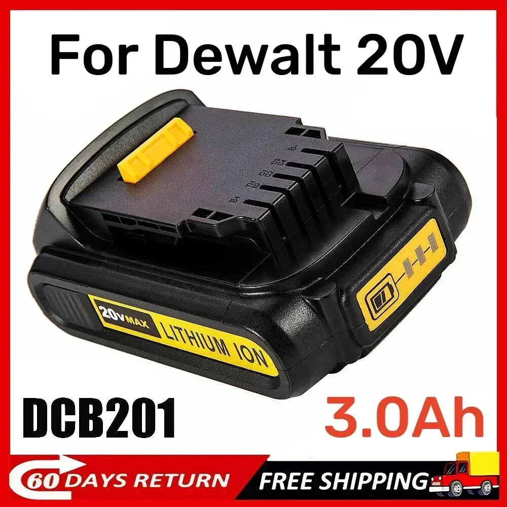 Bateria de substituição de lítio para DeWalt, 20V, 3.0Ah, DCB201, DCB184, DCB200, DCB182, DCB180, DCB181, DCB182, DCB206, L50