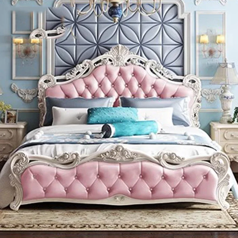 

Royal European Double Bed Designer Leg Glamorous King Size Twin Bed Frame Storage Modern Castle Cama Box Casal Furnitures