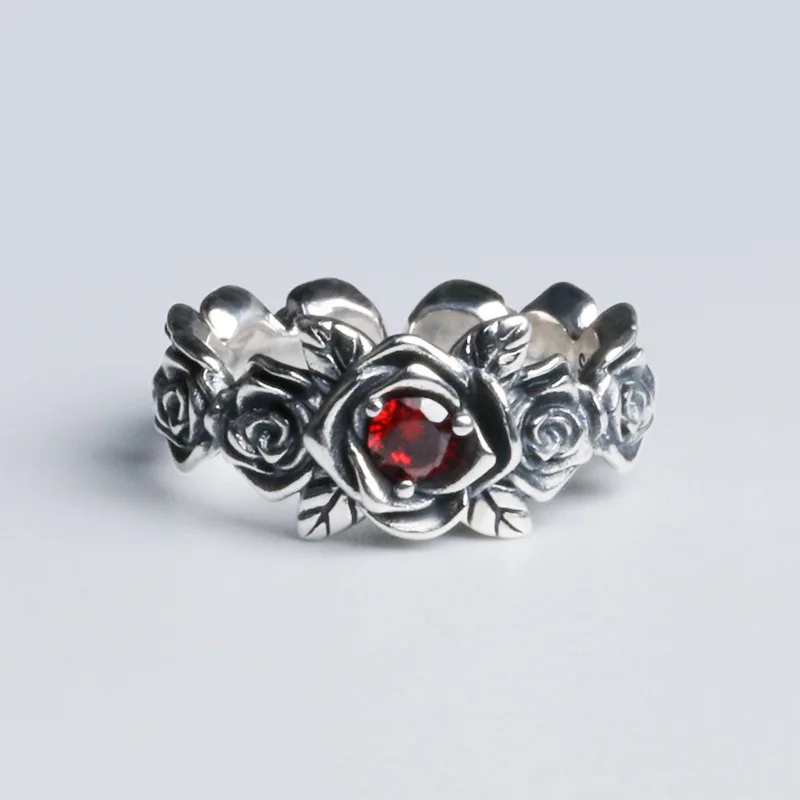 خمر البوهيمي زهرة الأحمر كريستال خواتم للنساء رائع الساحرة خاتم فضي اللون الزفاف المشاركة هدية الكريسماس كولزكو #2