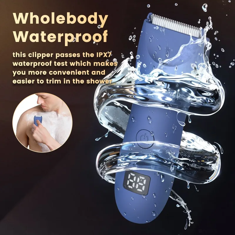 Pemangkas rambut tubuh untuk pria, pemangkas selangkangan pubc bola tahan air IPX7 dengan pisau keramik Groomer isi ulang