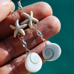 Korean Version Earrings Women Fashionable Ocean Natural Romantic Starfish Earrings Conch Shell Beach Party Gifts Holiday