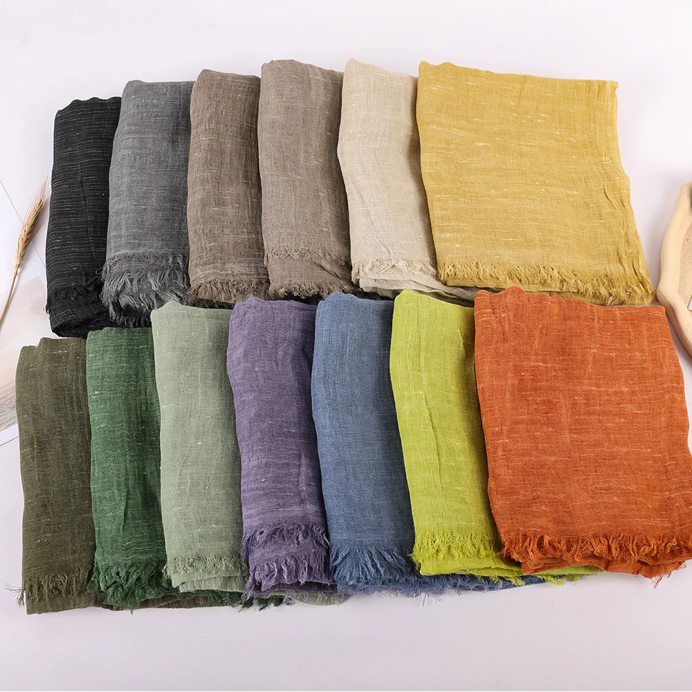 Fashion New Cotton Pashmina Plain Shawls Women Solid Color Scarf Wraps Scarves Kerchief Muslim Hijab Lady Autumn Winter Warm