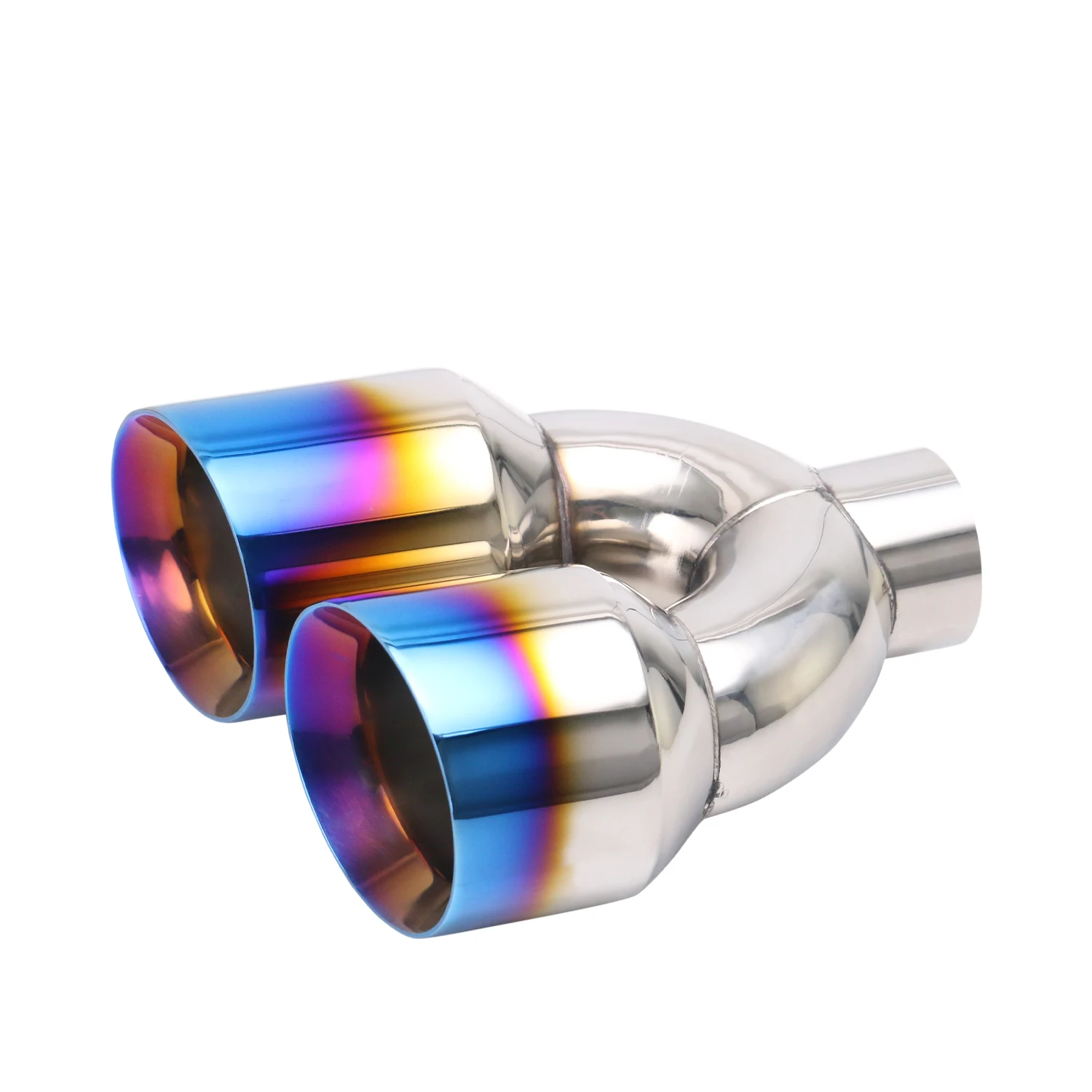 

1PCS 2.5'' In 3.5'' 4'' OUT Car Double Muffler Tip Burnt Blue Universal Exhaust Pipe Stainless Steel Tailpipe