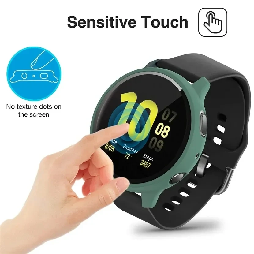 Pulseira de Silicone para Samsung Galaxy Watch, Pulseira, Protetor de Tela, Vidro Temperado, Faixa de 20mm, Active 2, 40mm, 44mm