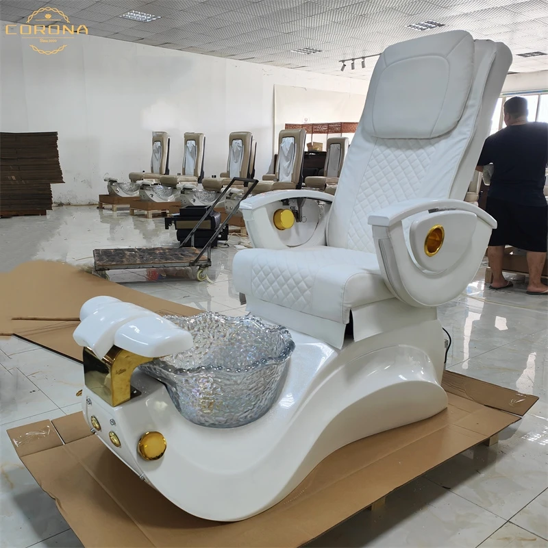 Modern Salon Furniture Custom Color White Gold Manicure Pedicure Foot Spa Chair