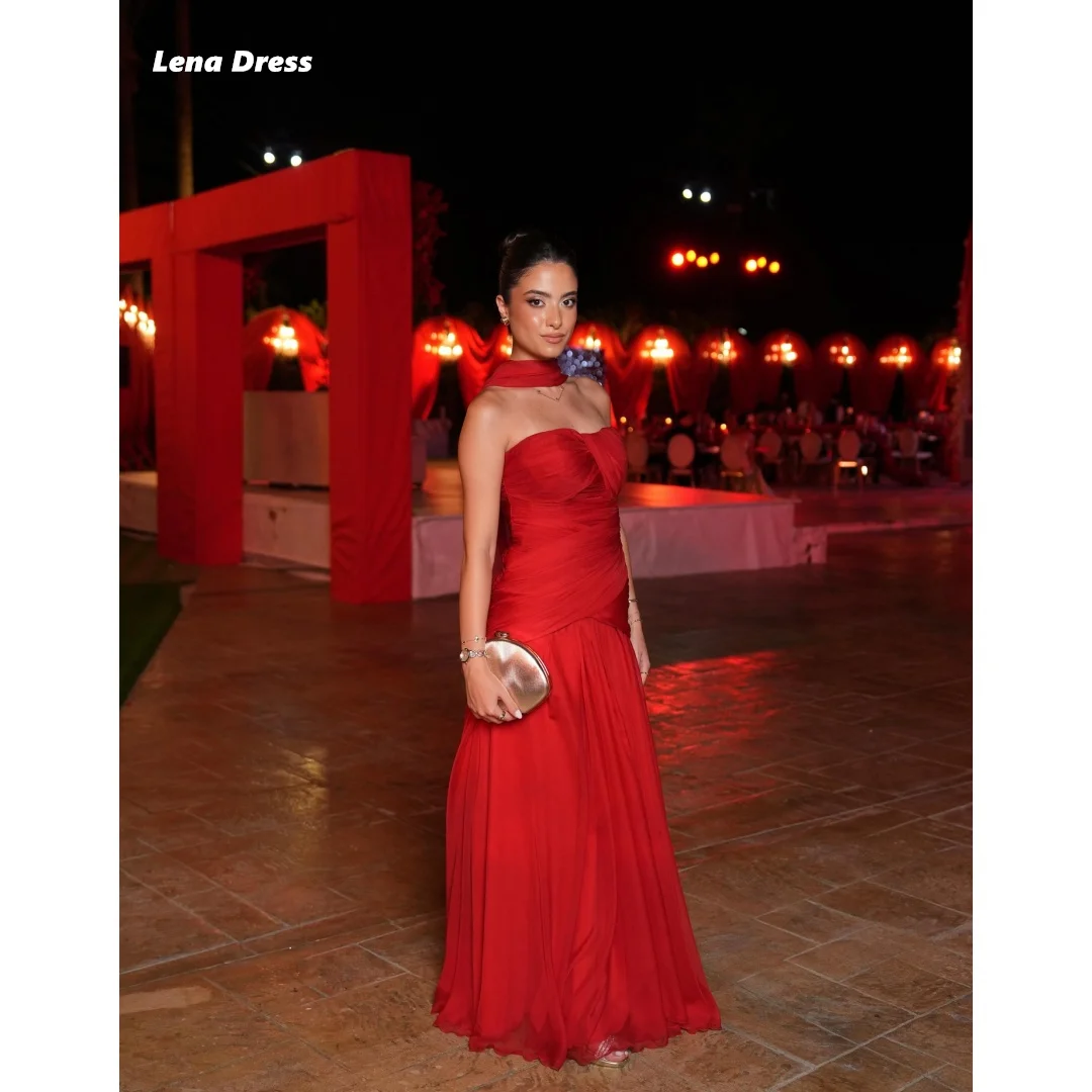 

Lena Women's Prom Dress Luxury Women Evening Dress Customized Sleeveless Red Shawl Luxury Woman Ceremony Dresses Robe Soiree