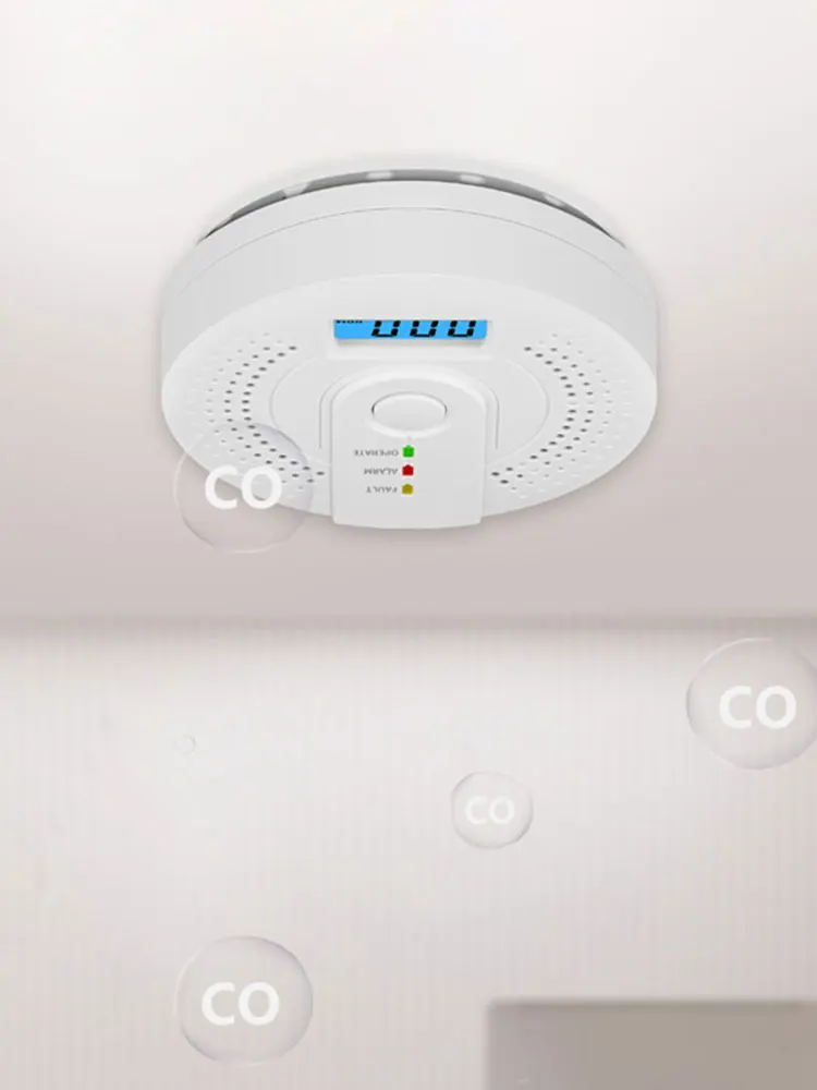 Carbon Monoxide Detector CO Warning Alarm Battery Powered Carbon Monoxide Sensor Portable Digital CO Detector for Home Warehouse