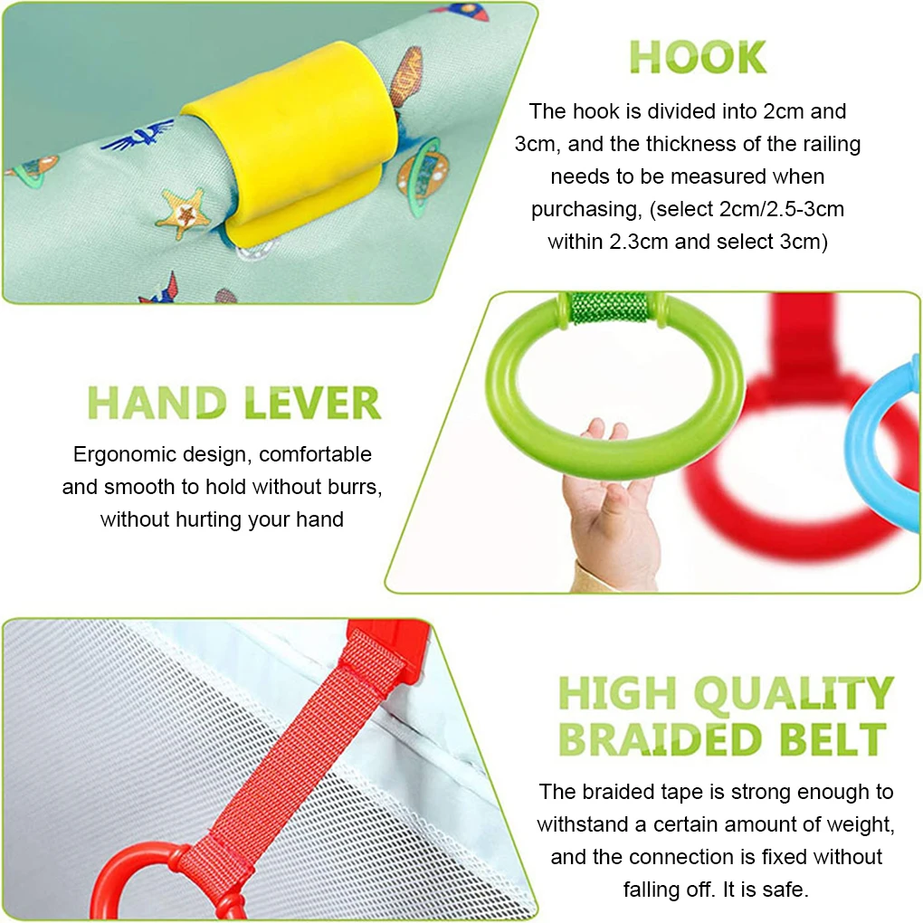 Baby Crib Playpen Pull Ring Hanging Rings Learn To Stand Pendants Handles Plastic Universal for Activity Gym Training Accessorie