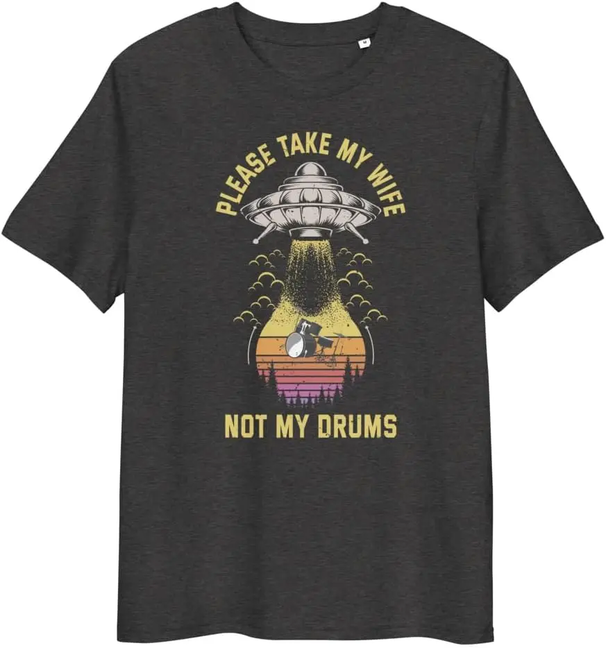 Drummer Drumming Drum Kit Percussion I Wife UFO Aliens Unisex t-Shirt Men Women Clothes Oversized Cotton Tees