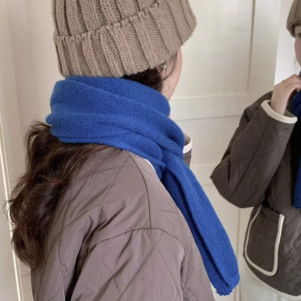 

Winter Warm Solid Color Cross Scarf Woolen Thicken Neckerchief Neck Warmer Girls