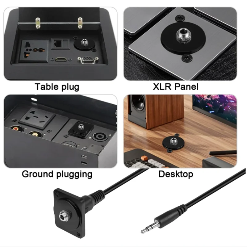 D-Type DC3.5mm TRS Male and Female Panel Short Wire Installation Audio Connector TRS 1/8 Stereo Headphone Installation Socket