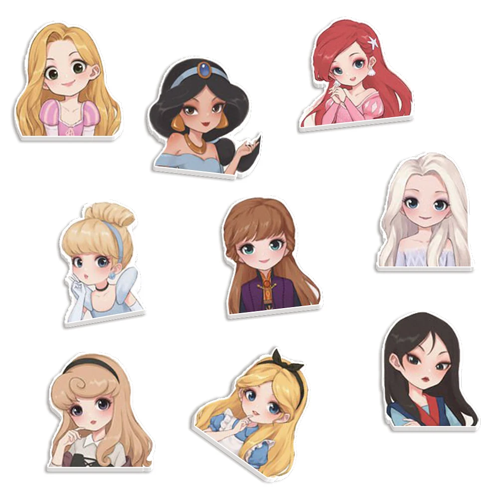 Disney Princess Series Resin Charms Planar Flat for Hairpin Phone Case BangleDIY Bow Craft Supplies Phone Decorations 10Pcs/lots