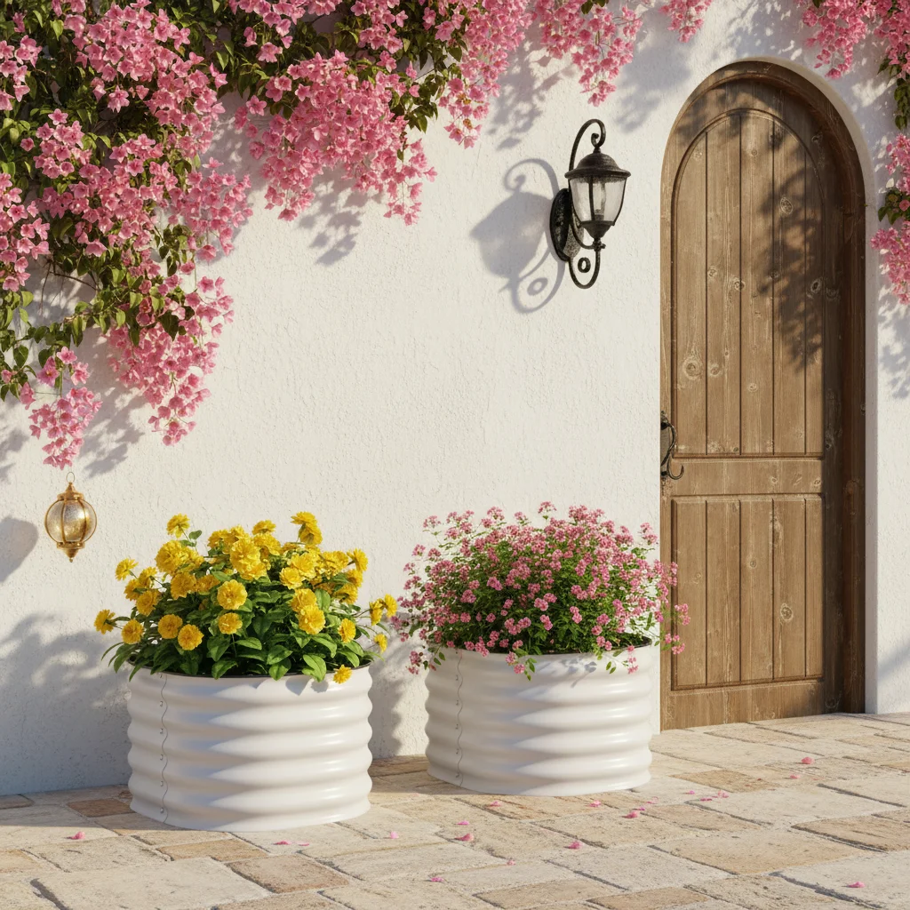 

Round Raised Garden Bed,2PCS Raised Planter Box,White Raised Garden Bed Kit,for Flowers/Vegetables/Herbs