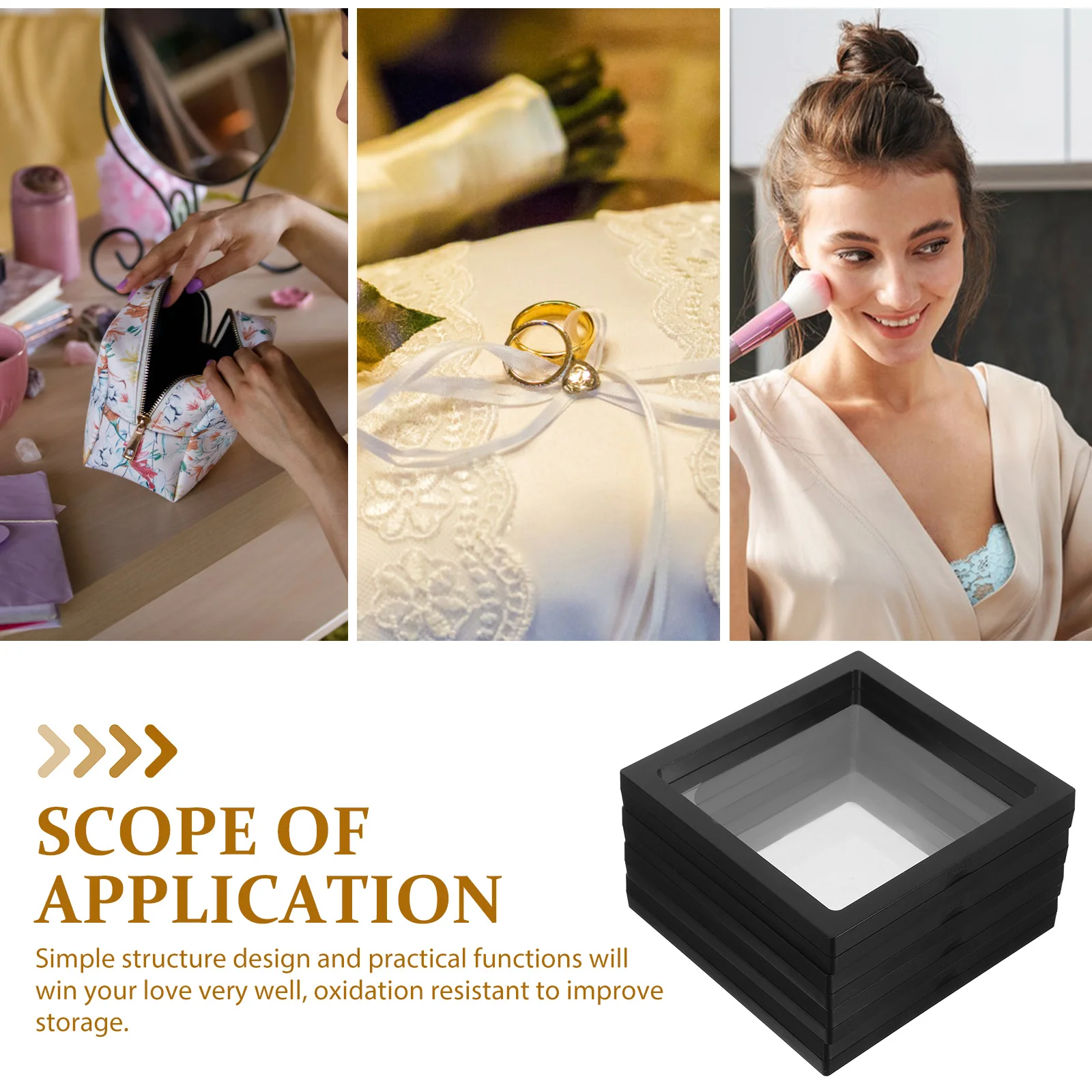 4개 투명 플로팅 주얼리 디스플레이 랙 반지 디스플레이 케이스 데스크탑 오거나이저 산화 방지 내구성 실용적