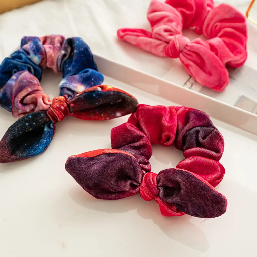 

8pcs Bunny Ear Scrunchies High Elasticity Hair Ties Cute Fabric Decorative Accessories for Girls Women Hair Ornaments