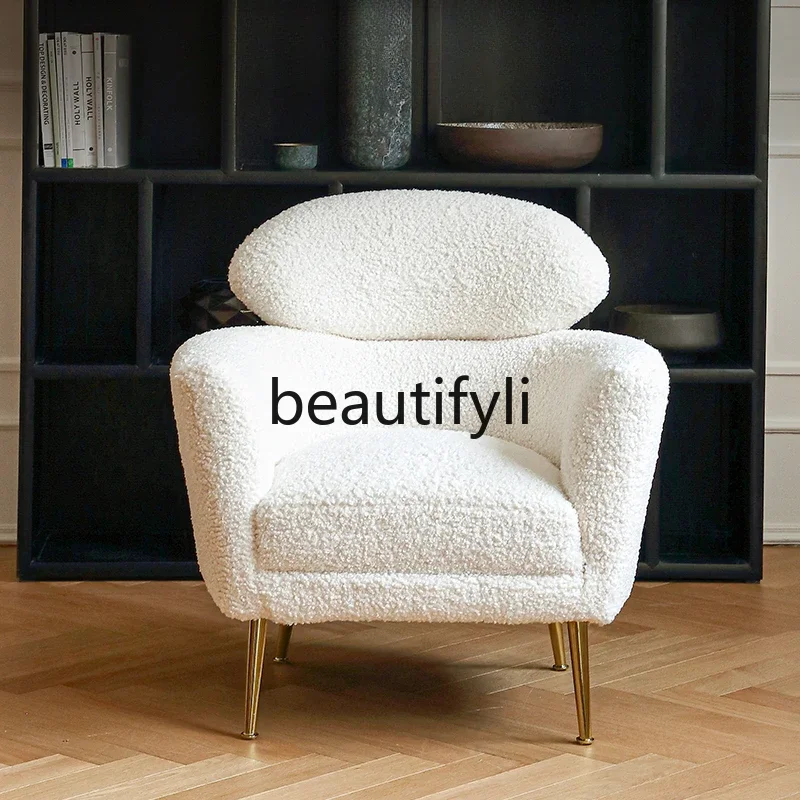 Single sofa modern simple small apartment Italian light luxury lamb wool leisure chair