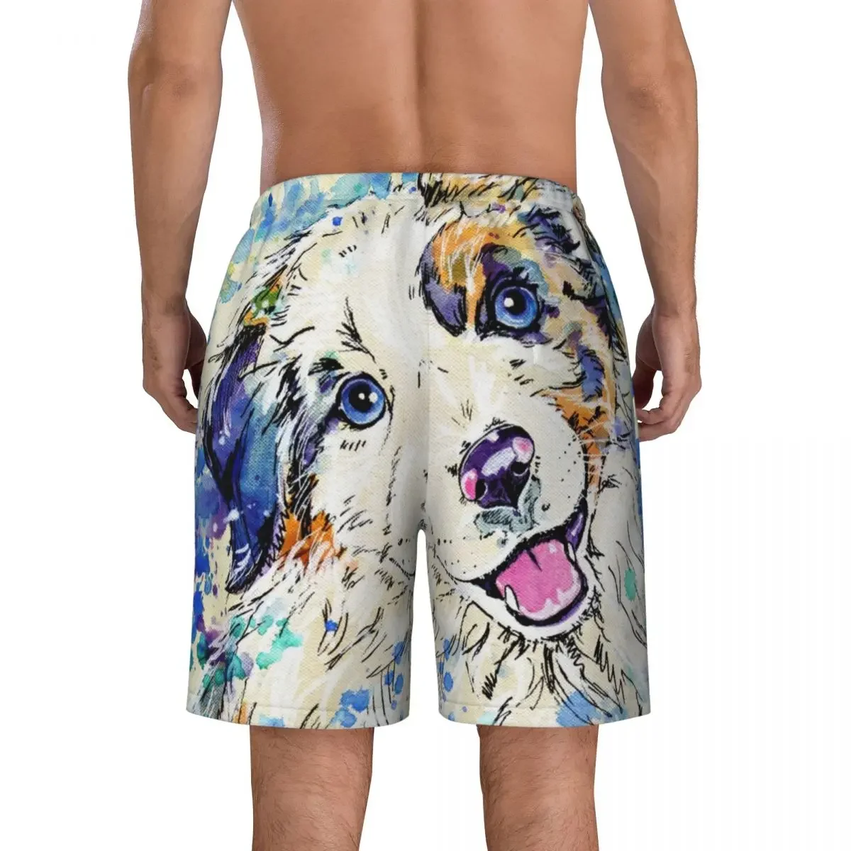 Custom Australische Herder Hond Zwembroek Mannen Snel Dry Board Shorts Collie Puppy Badmode Pakken Boardshort