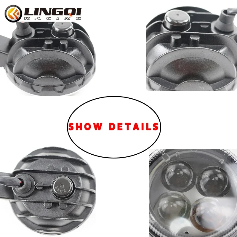 LYNNCHI Motorrad LED Scheinwerfer Runde Nebelscheinwerfer Mit 4 Augen Kopf Lampe Für Off Road ATV UTV SUV Jeep Pit Dirt Bike Teile