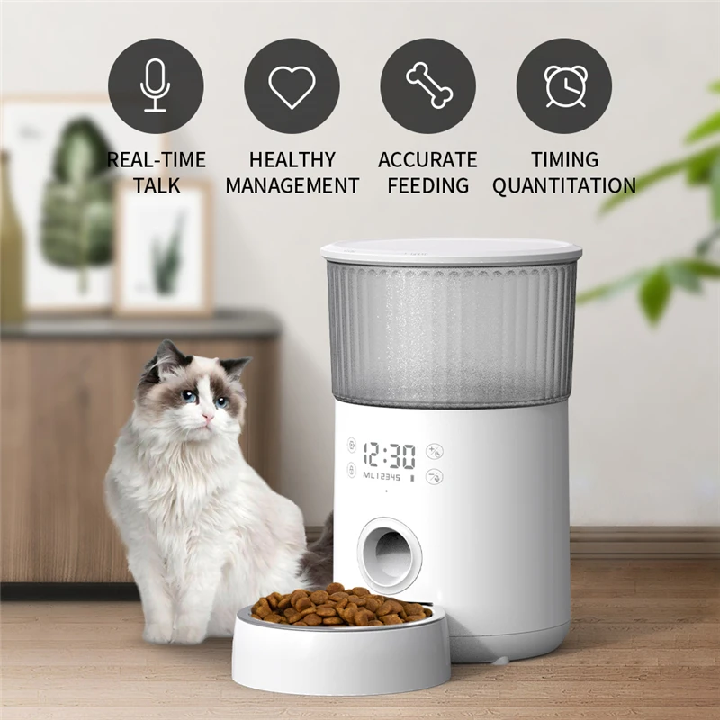 M80 4L Large Capacity Healthy Management Real Time Talk Regular Meal Timing Automatic Pet Feeder Smart Dog Cat Auto Dispenser