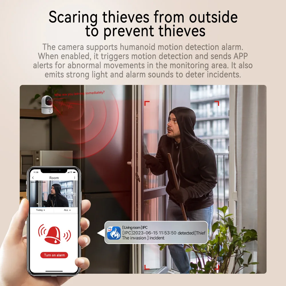 Meian 4MP WiFi PTZ Camera Home Indoor CCTV Surveillance Cameras Auto Tracking Security Protection Baby Monitor