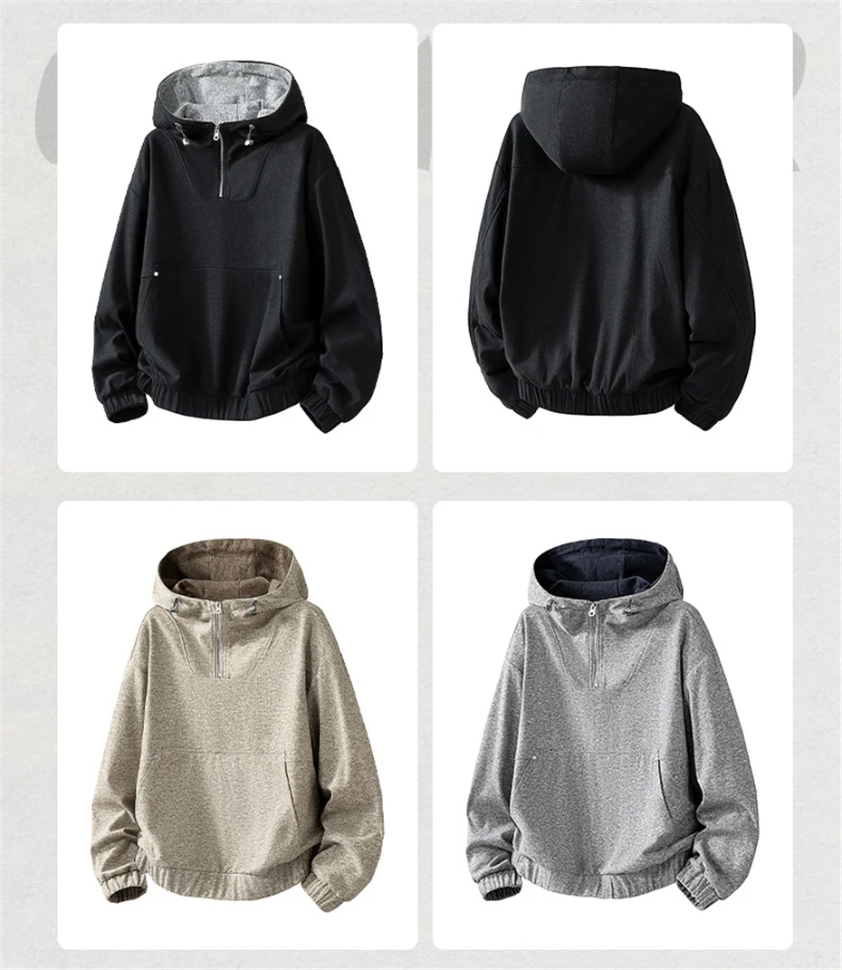 Half Zipper Hoodie Men Solid Color Sweatshirts Plus Size 8XL Hoodies Male Fashion Casual Spring Autumn Hoodie Big Size 8XL