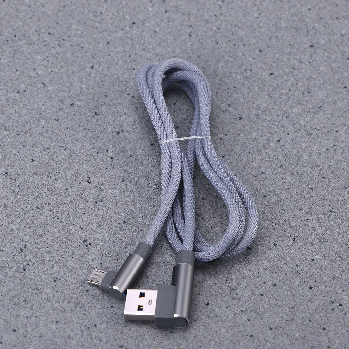 Micro USB Cable 1M Right Angle Braided Nylon Fast Charging 2.4A Data Sync Cable for Phones Grey