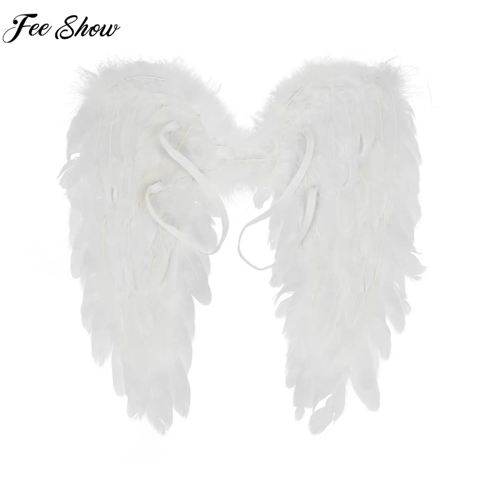 Kids Adult Halloween Christmas Angel Cosplay Costume Prop Feather Elastic Band Solid Angel Wings Theme Party Photography Clothes