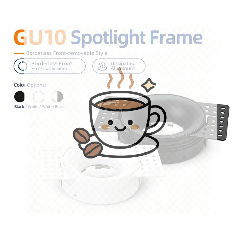 Frameless Recessed LED Ceiling Downlight Fitting GU10 MR16 Bulb Holder Round Spot Light Adjustable Frame