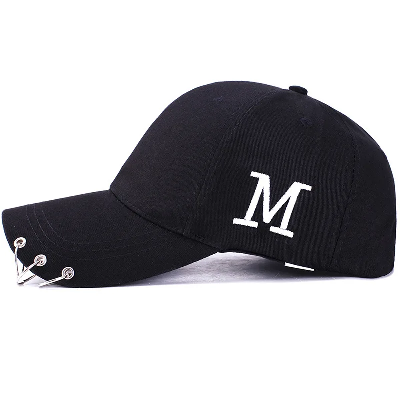 Women Men Hip Hop Kpop Snapback Baseball Cap Solid Color With Ring Sport Dancing Travel Lover Dad Hat Caps Streetwear Adjustable