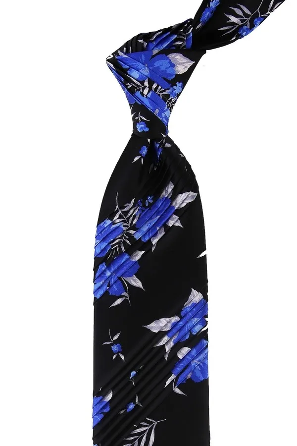 Patrón de motivo negro Piliseli corbata de seda EST156