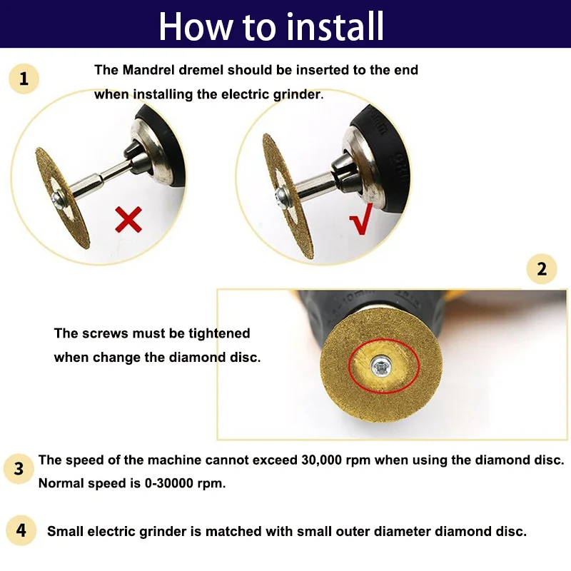 Diamond Saw Blade,Mini Dremel Cutting Disc,10Pcs Wheel with 2 Connecting Rod for Dremel Drill Rotary Tool,22mm,25mm,30mm,40mm,50