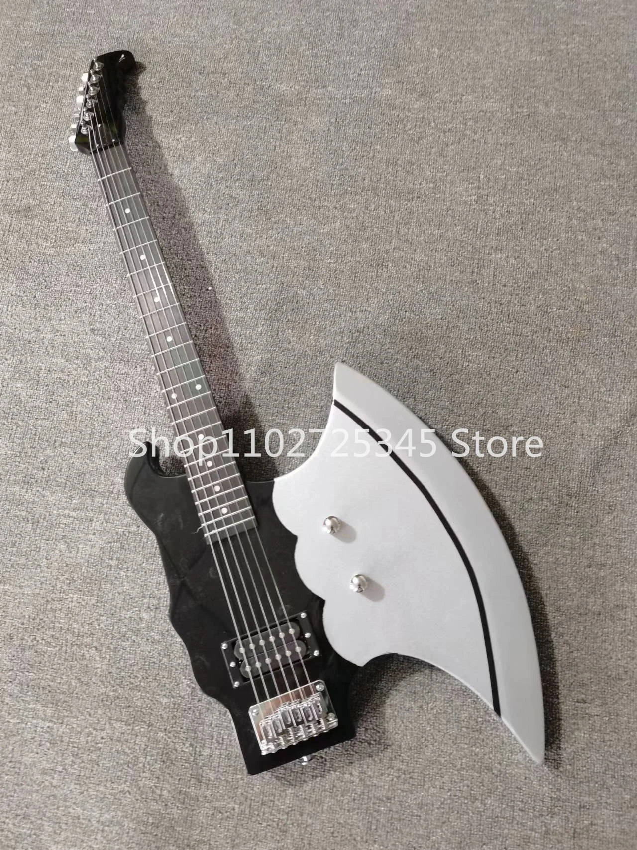 6-string axe electric guitar, rosewood fingerboard, silver accessories, seller to bear shipping costs