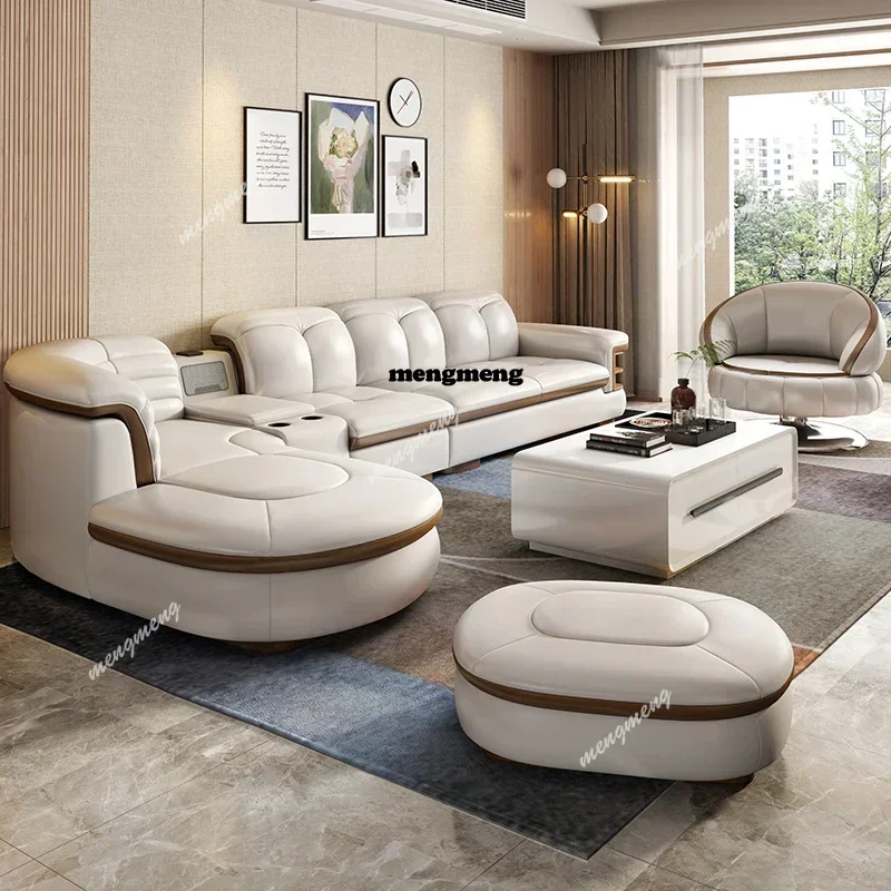 AB03Modern Minimalist Sofas Multifunction Genuine Leather Apartment Single Sofas Design Living Room Woonkamer Banken urnituresH