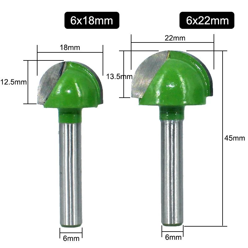 1 pz 6MM codolo fresa intaglio del legno sfera naso fresa rotonda naso Cove fresatura Router Bit raggio nucleo scatola in metallo duro integrale