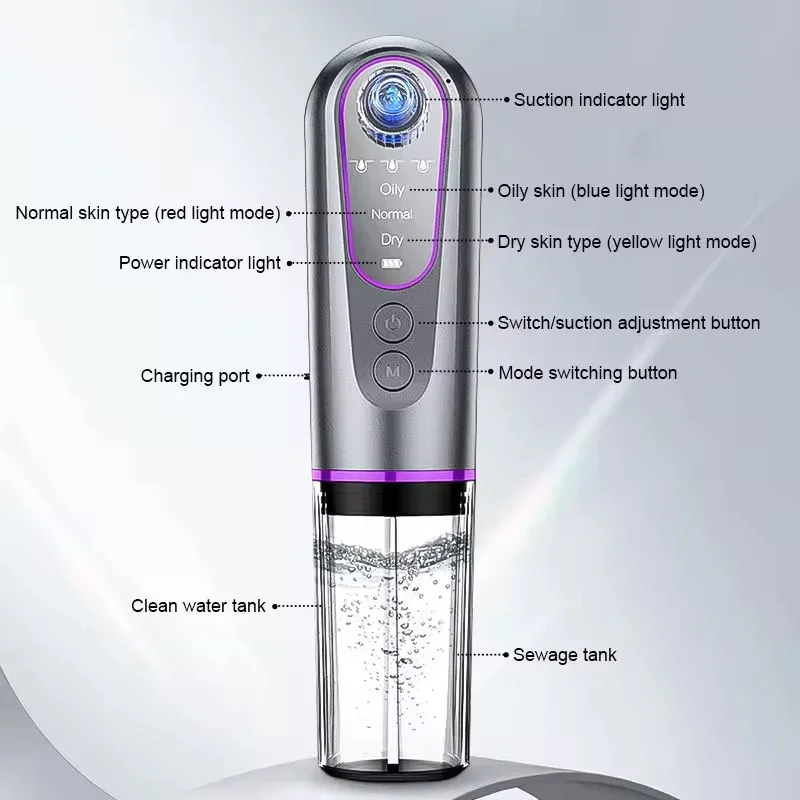 

Electric Hydro Blackhead Remover Vacuum Suction Pore Cleaner Hydrating Facial Deep Cleansing Acne Pimple Extractor Beauty Device